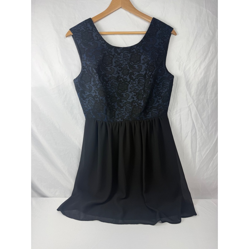 Forever 21 Size L Navy Lace Fit & Flare Dress Sleeveless Cocktail #mc